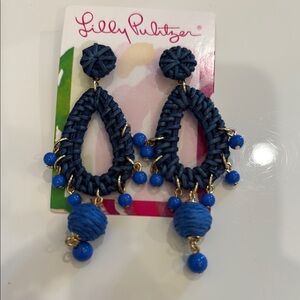 Lilly Pulitzer Blue and Gold Statement Earrings